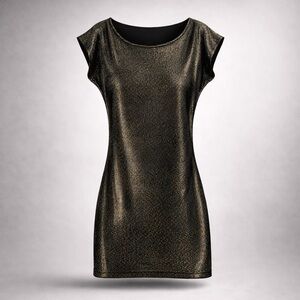 Addison Black & Gold Metallic Weave Form-Fit Dress | Size M